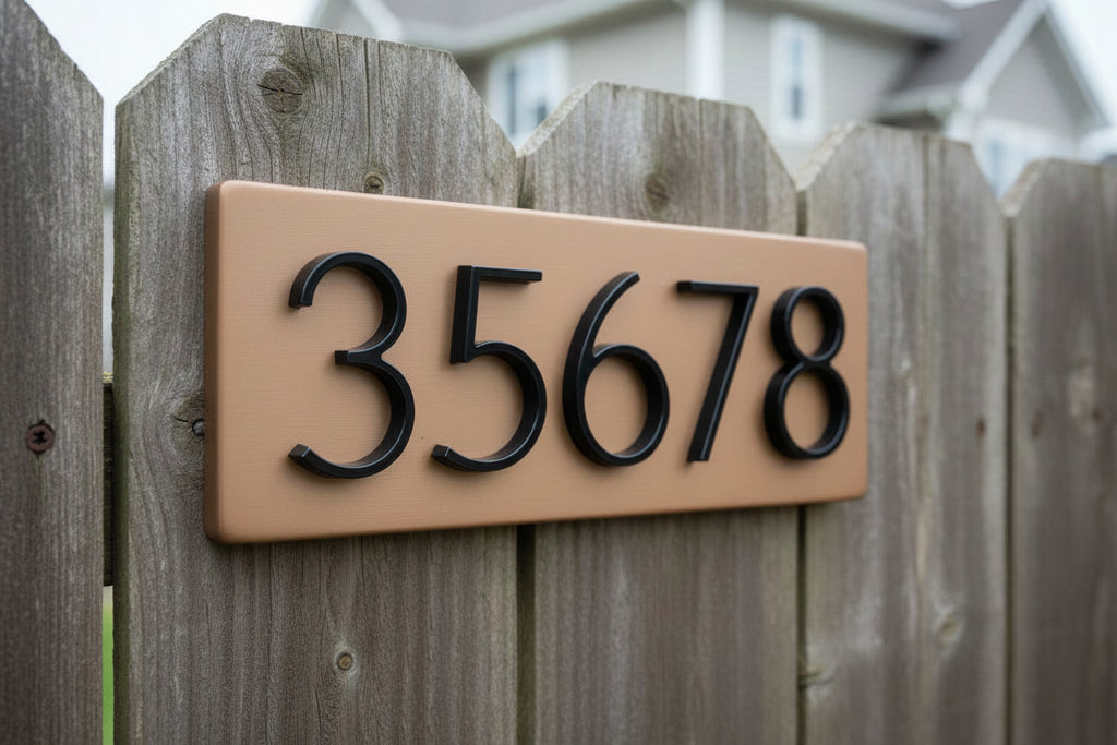 Address Numbers on Painted Wooden Plaque