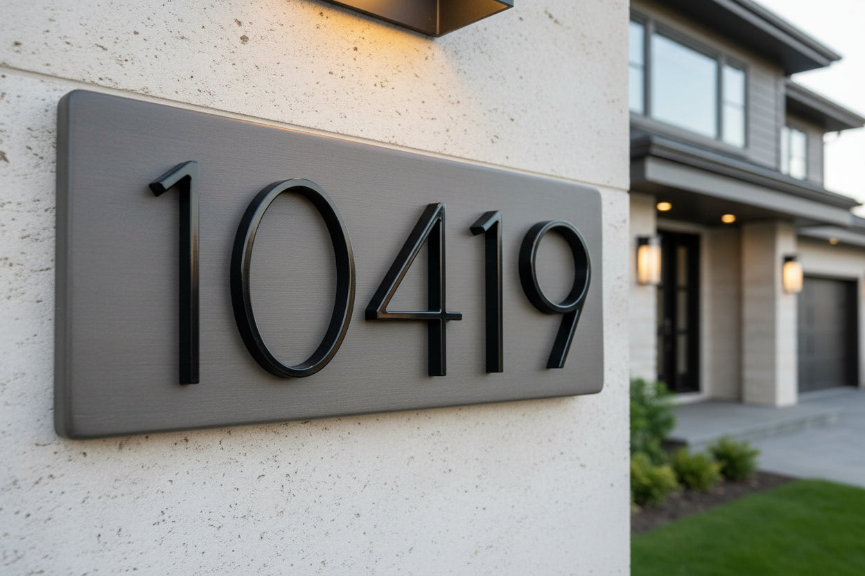 Address Numbers on Painted Wooden Plaque